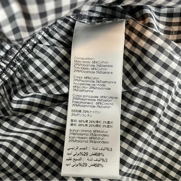 3.1 Phillip Lim Smocked Gingham Top Black/White 2 - Picture 14 of 15
